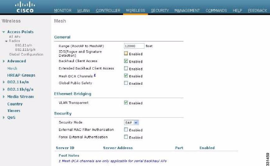 Configuring Backhaul Client Access (GUI) Connecting the Cisco 1500 Series Mesh Access Points to the Network When Backhaul Client Access is disabled, only backhaul traffic is sent over the backhaul