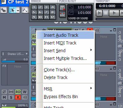 7. Right click on track 1 and insert a new Audio Track 8. Name the new track zed R 9. Set the Input as Left USB Audio Device 10.