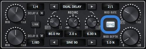 Tempo Sync The time-based parameters of numerous UAD plug-ins can be synchronized to the tempo of the Live Rack software using the Tempo Sync feature.
