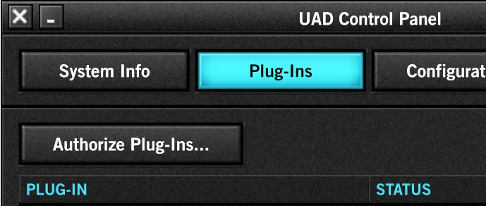 UAD Authorization Procedure The UAD-2 Live Rack system must be manually authorized whenever a plug-in is purchased from the UA store.