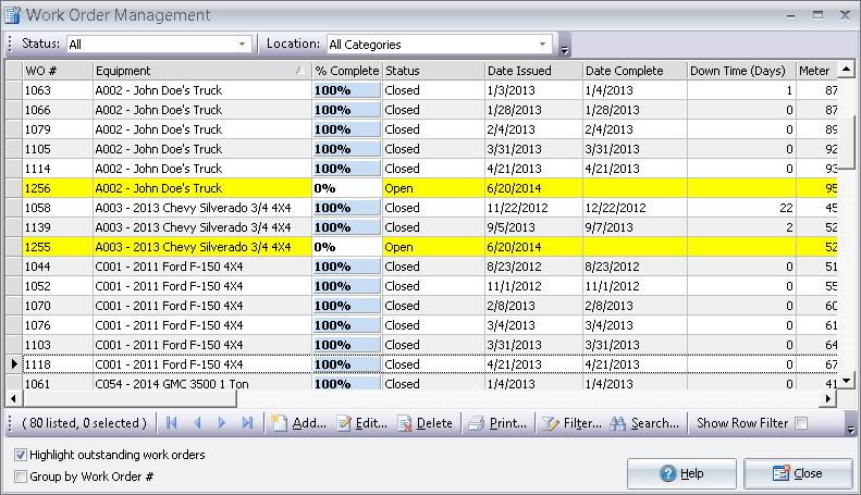 - Shop Edition - 57 11 - Work Order Management The "Work Order Management" screen is the control center for your work orders. From this screen, you can modify, delete, or print work orders.