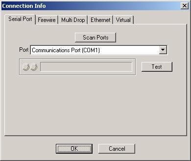 7. Select the Serial Port tab and press the Scan Ports button to generate a list of available serial ports. 8.