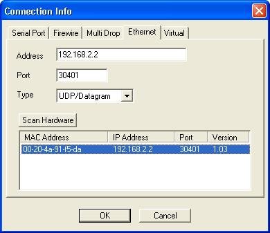 4. Start DPWin and Double-click on System in the navigation window. 5. Select Add to choose your communication settings. 6. Select the Ethernet Tab and click on the Scan Hardware button. 7.