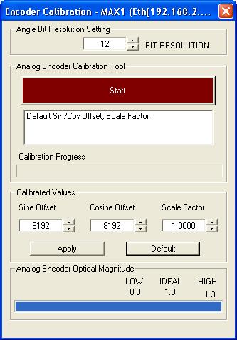 Note: Do not use the Analog Encoder Calibration tool at this time. This tool requires a properly configured, and tuned motor, which is not cover until step 7. Verification 1.