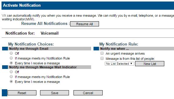 8. Ensure that the Notify me through Email option is set to Every time I receive a message. 9. Click the Save button at the bottom of the page to keep your changes. 10. Call into your voicemail box.