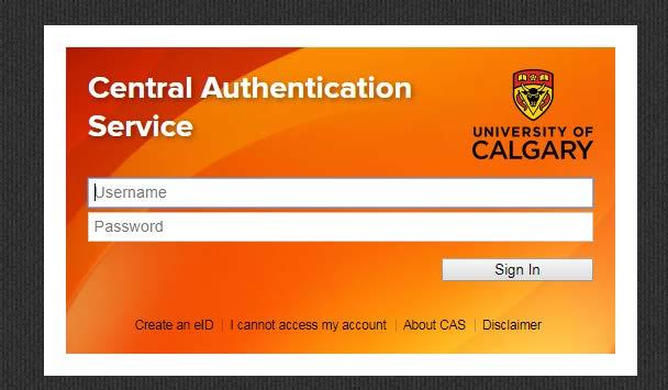 4. Sign in using the University of Calgary username and