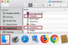 Step 1: Check if Dropbox and OneDrive Apps are installed Check if the Dropbox and OneDrive applications are installed on your Mac via Finder > Applications If applications are installed, go to Step