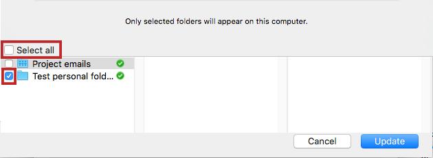 specified. Only the selected folders will be synced.