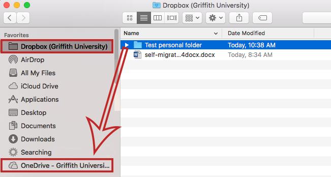 Drag files and folders from Dropbox to OneDrive.