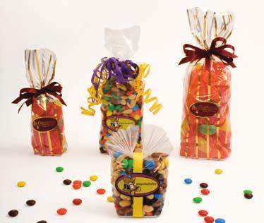 ACCESSORIES Candy Bags Clear polypropylene, stand-up bags with reinforced bottoms are moisture resistant and FDA approved for direct food contact.