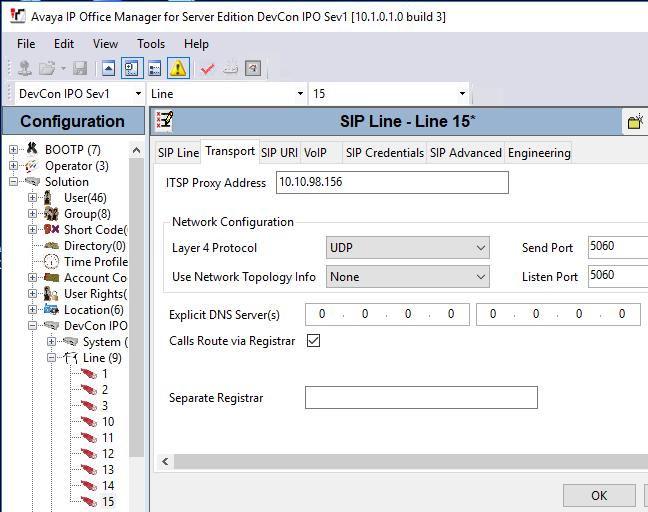 5.4. Administer SIP Line From the configuration tree in the left pane, right-click on Line and select New SIP Line from the pop-up list to add a new SIP line.