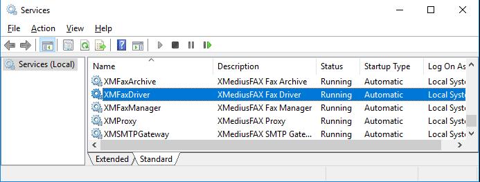 6.3. Restart Service From the XMediusFAX server, select Start Windows Administrative Tools Services to