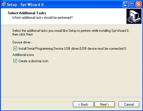 Spi-Wizard II Installation Guide - 3 - It is recommended to leave the following check boxes