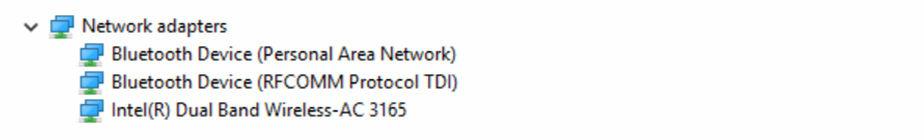 Intel Wireless 3165 WiFi and Bluetooth drivers In the Device Manager, check if the network card driver is installed.