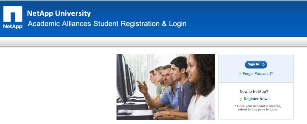 STEP 2: Enrolling in and launching NetApp courses via the student portal Logging into the student portal for the first time: Once you have your STUDENT username and password set-up you will be able