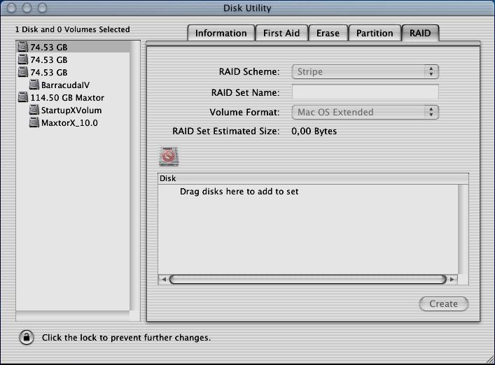 Figure 10: Selecting the RAID tab in Apple s Disk Utility 5.