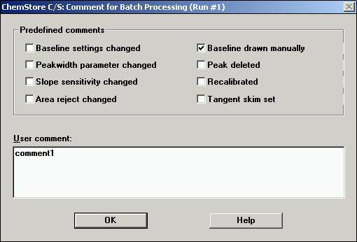 6 Batch Reprocessing Manual integration 4 To store the manual baseline, just select the next sample. Figure 46 Message modified results 5 Click on OK to save the modified results.