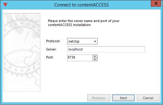 Note: localhost may be used if contentaccess is installed on the machine where