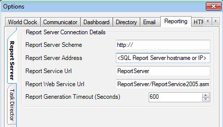 7. Open the Contact Center Reporting client, configure at