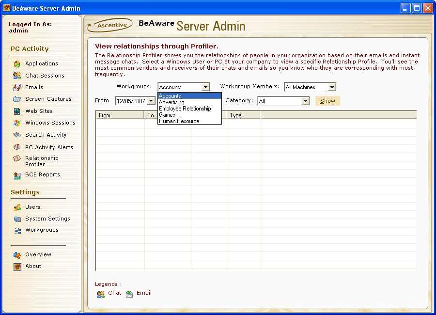 Screen Capture 30 Workgroups and Workgroup Members Lists System Settings System