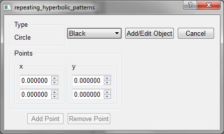 30 Figure 5.4: Interface for adding/editing a shape 5.2.3 Viewing Patterns After the user has opened a file or created and added points as described in Section 5.2.1 and Section 5.2.2 above, the pattern will display the first layer of the tessellation as shown in Figure 5.