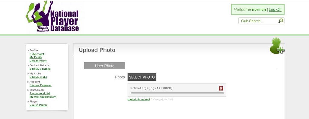 Uploading Photos You can upload a photo or image to appear on your Player Card.