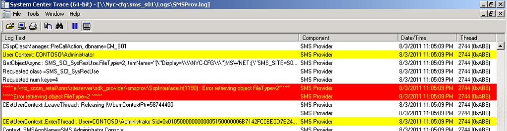 Viewing Log Files with the Configuration Manager Trace Log
