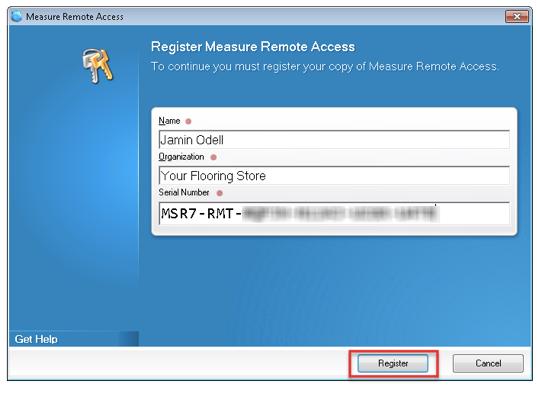 serial number that begins MSR7-RMT. Right click on the highlighted serial number and choose Copy. 6. Start Measure over your remote connection.