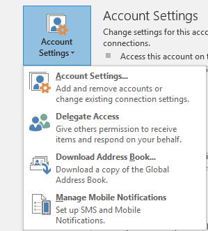 Click Account Settings Select Account Settings