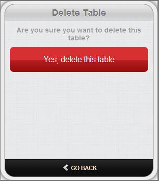 Click Yes, delete this table in the