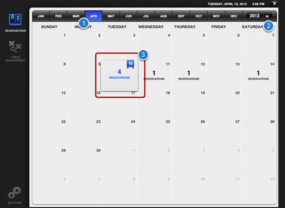 Calendar Calendar View Calendar View allows you to see how many reservations you have every day at a glance. This section will explain the features of the calendar.
