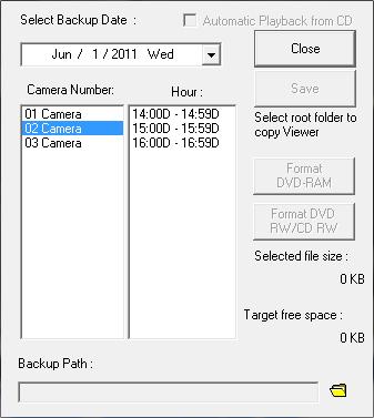 SECTION 4: USING KIOSK MODE 3. Select a camera from the Camera Number list. Press and hold the Ctrl key to select multiple cameras. 4. Select an hour/file from the Hour list or press and hold the Ctrl key to select multiple hours/files.