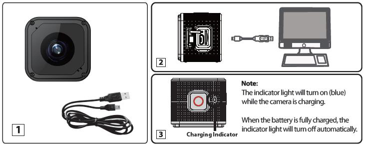 POWERING THE CAMERA ON CHARGING THE BATTERY To charge the battery, follow either one of the charging methods below: CHARGING VIA THE COMPUTER 1. Power off the camera. 2.