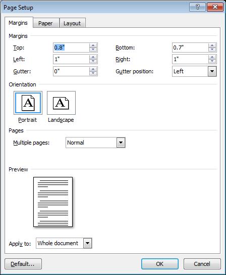 Open Word to a blank document 2. Click the Page Layout Tab 3.