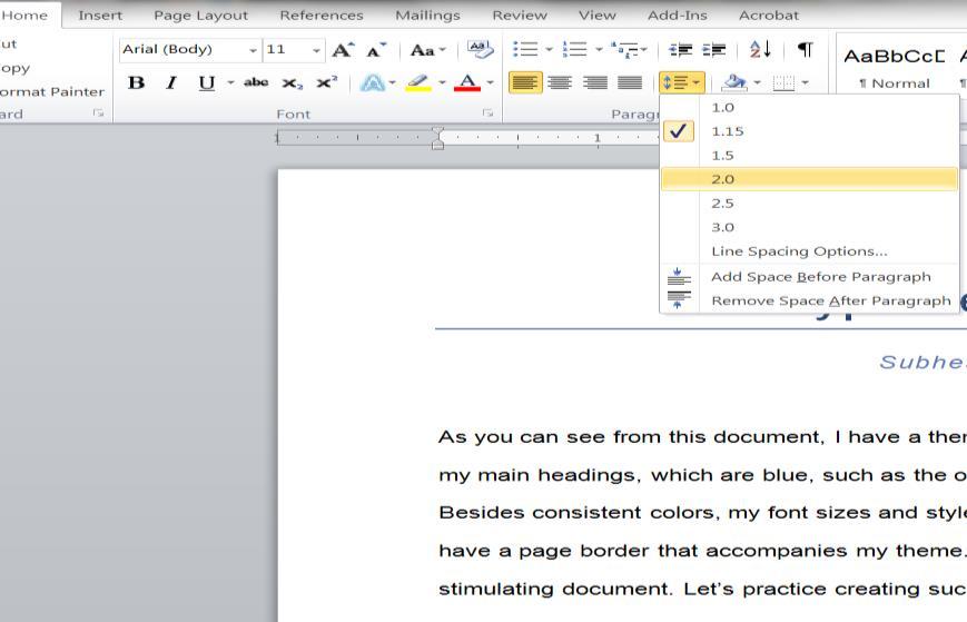 Adjust Line Spacing The Word theme automatically creates line spaces between paragraphs and after