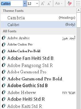 Select the Home tab. In the Font group click the arrow next to the font colour command 3.