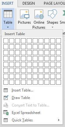Click OK and Word creates the table When you insert a table in Word you will notice a Contextual Tab on the Ribbon called Table Tools and two additional tabs named Design and Layout.