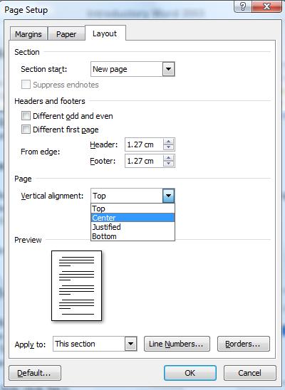 2. Press Tab to move into the centre of the Footer and type the following: Opening Hours: Mon Fri 9-5 Inserting a Border or Horizontal Line 1. Position the cursor in the first line of the footer. 2.