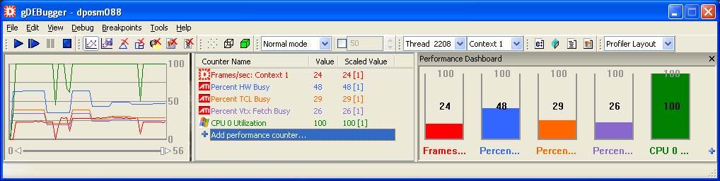 gdebugger adds ATI performance counters gdebugger & gdebugger ES: A professional OpenGL and OpenGL ES Debugger and Profiler Shortens developer time required for debugging and profiling OpenGL and