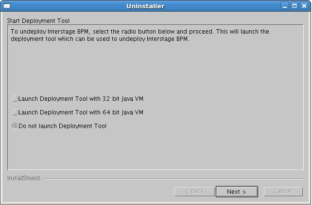 8: Undeploying and Uninstalling Interstage BPM Server and Console If you have already removed the Interstage BPM Server and Console from the application server, make sure that you select the Do not