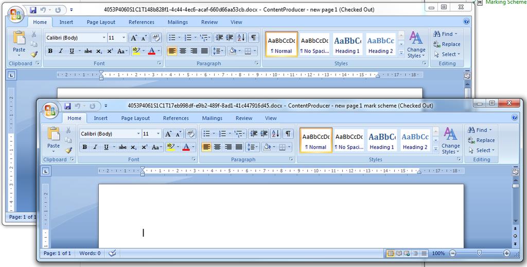 Since you also get the latest versions of these pages when you check them out, Word pages will be opened for both the page and, in this example, the associated