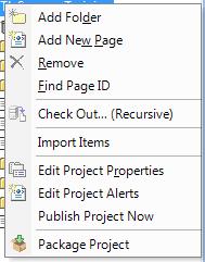 Project Structure Projects, when displayed in Solution Explorer, are displayed as pages or folders. Pages can be in the root Project folder, or they can be created in or moved into folders.
