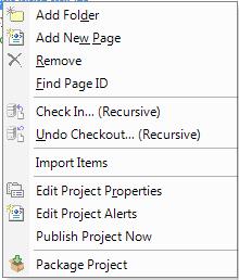 Project Options Right-clicking a project will present the following menu options (these are the options displayed for Super Administrator Users Standard Users and Project Admins will see fewer