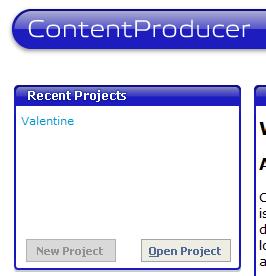 Alternatively, you can also click the Open Project button in the Recent Projects part of the Start Page; this has the same outcome as selecting File > Open > Open Project from the Menu options.
