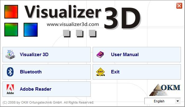 2. OKM Startup Screen Insert the CD of Visualizer 3D into your CD-ROM drive and wait until the startup screen is visible like shown in figure 1.