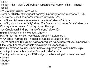 Forms (2) (a) The HTML for an order