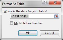 Chapter 2 Working with Tables What is a Table? In Excel, a table is a specially designated range of numbers. This special range of numbers has added functionality that other cell ranges do not have.