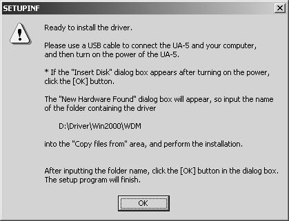 Getting Connected and Installing Drivers (Windows) fig.05-6e_30 11 The SETUPINF dialog box will appear. You are now ready to install the driver.