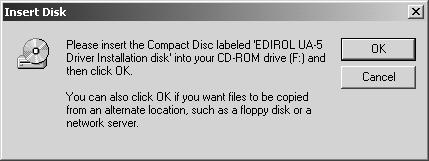 Getting Connected and Installing Drivers (Windows) fig.05-8e_30 15 The Insert disk dialog box will appear.