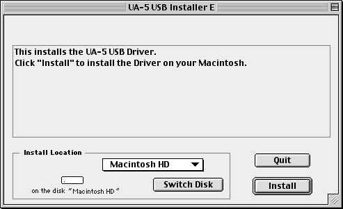 Getting Connected and Installing Drivers (Macintosh) If you want to use the UA-5 in Advanced mode, proceed to Installing the special driver (p. 35).
